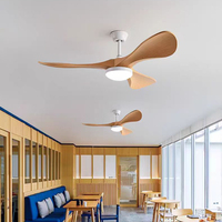 Ventilateur de plafond à 3 pales de 52 pouces en bois et ABS avec télécommande, moteur DC ETL, lampe LED