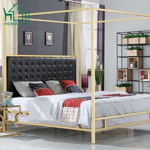 Visofree — meuble de chambre à coucher <span class=keywords><strong>en</strong></span> <span class=keywords><strong>fer</strong></span> <span class=keywords><strong>forgé</strong></span> de Style ancien, canopée métallique, couleur <span class=keywords><strong>noir</strong></span> et or - Product Image 3