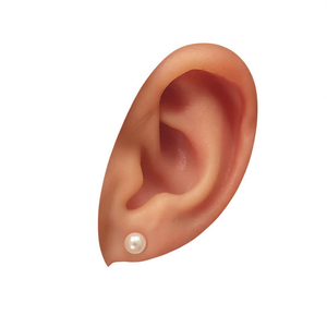 Boucles d'oreilles clous E2417, perles rondes imitation nacrées blanches de 6 mm, sertissage clos, classiques pour femme, usage quotidien - Product Image 1