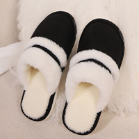 Chaussons en fourrure de lapin en stock pour l'exportation, doublure polaire épaisse, semelle antidérapante, pour intérieur