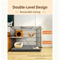 Cage pour chat en fer avec bouton, plateau en plastique, design pliable, fonction toilette, écologique, grande capacité, gain de place, maison d'intérieur pour chat de petite taille
