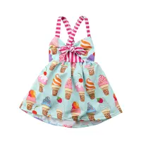 Girlsアイスクリームプリント王女チュニックドレス卸売最新子供冬のフリルフルスリーブドレス
