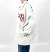 Combinaison de Baseball en cuir Pu pour homme, ample, Style de rue Ins, veste hip hop à la mode, haute qualité, Vintage, perles de canon
