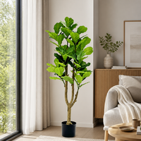 Plante artificielle Ficus lyrata à l'aspect naturel et aux feuilles volumineuses, vente en gros pour jardin, véranda, hall d'entrée, restaurant, salle de conférence