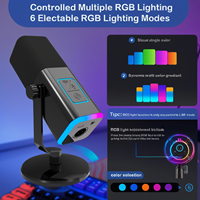 Micrófono Dinámico Cardioide WM13 para Juegos, Cancelación de Ruido, Silenciador/Ganancia, USB Tipo-C, Alta Fidelidad, Iluminación RGB, Transmisión en Vivo