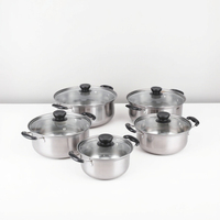 Vente directe d'usine, ustensiles de cuisine en acier inoxydable, ensemble de 10 casseroles, ensemble de casseroles de cuisine, ensemble de casseroles