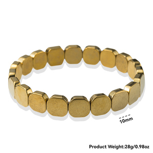 Pulsera Elástica de Piedras de Hematita No Magnéticas Curativas, Pulsera Energética Inspiradora de Hematita Cuadrada, Pulseras de Confianza - Product Image 1