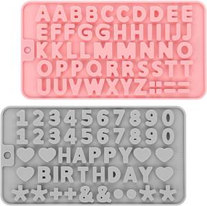 Moldes de Silicona para Letras y Números, 2 Piezas, Antiadherentes, para Chocolate, Dulces, Repostería, Decoración de Pasteles para Fiestas - Product Image 1
