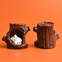 Breloques en résine chat endormi dans un trou d'arbre mignon pour la décoration DIY avec colle crème, ornements, accessoires de micro-scènes