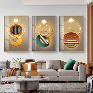 Cadre abstrait de luxe géométrique lumière et anneau circulaire images d'art mural <span class=keywords><strong>peinture</strong></span> en porcelaine de cristal pour la décoration de la maison et du salon - Product Image 6