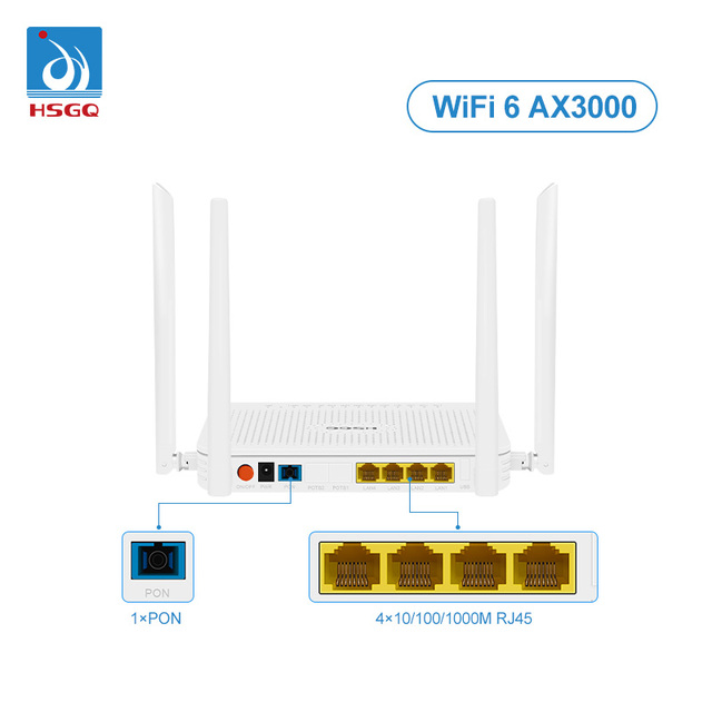 HSGQ-X400AXF EG8141A5 HG8546M Xpon GPON ONU Modem Router with 4GE 5dib WiFi Ax3000 Wifi6 English Software for FTTH Use