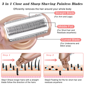 Hatteker 2 en 1 Rasoir électrique rechargeable par USB pour femme, épilateur corporel indolore pour la zone du bikini - Product Image 2