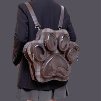 Mochila de gran capacidad con diseño original personalizado, multicapa, transparente, con diseño de huellas de perro y gato, estilo Ita Bag, para muñecas de peluche, con PU