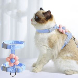 Set tali kerah hewan peliharaan mewah tali traksi nilon dengan pita elegan pribadi 1.2m <span class=keywords><strong>Harness</strong></span> kucing berjalan untuk anjing kecil - Product Image 5