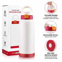 Vaso Térmico Portátil Personalizado de Alta Calidad con Logotipo, Botella de Agua de Acero Inoxidable 304 para Exteriores con Pajita Abatible y Asa de Transporte