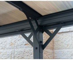 Abri de stationnement extérieur moderne pour <span class=keywords><strong>voiture</strong></span>, auvent en aluminium, carport avec cadre thermolaqué, imperméable, résistant aux UV, pour 2 voitures et rangement de vélos - Product Image 6