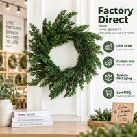 Künstlicher immergrüner Kranz mit realistischen Zedernblättern für Weihnachten, Haustür, Villa, Wand, Fenster, Feiertagsdekoration, individuelle Größe, ab Werk