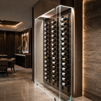 Porte-bouteilles mural en métal de luxe sur mesure, présentoir à vin en fer, rangement pour bouteilles de vin, projet de cave à vin commerciale, usine