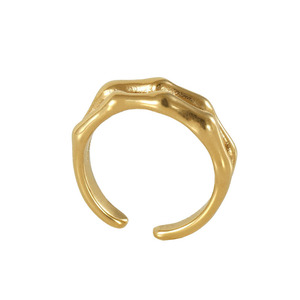 Zogxin <b>Titanium</b> Steel Double Layer Bamboo Joint Open <b>Ring</b> 18K Gold Stainless Steel Unisex Fashion <b>Ring</b> Adjustable Gift Jewelry - Product Image 5