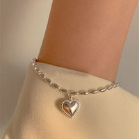 Bracelet Cœur Bowei en Argent Sterling 925, Chaîne Olive, Style Minimaliste Instagram, Bijou à Petites Perles