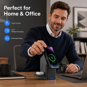 <span class=keywords><strong>Chargeur</strong></span> sans fil rapide 15W 3 en 1 avec support escamotable pour montre et écouteurs, compatible avec plusieurs appareils <span class=keywords><strong>Apple</strong></span> - Product Image 6