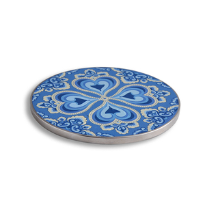 Customized Logo Round Portable Metal Blue Cosmetic Single Side Round Pocket <b>Compact</b> <b>Mirror</b> - Product Image 3
