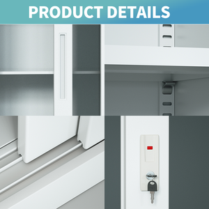 Armoire <span class=keywords><strong>de</strong></span> bureau multifonctionnelle verrouillable en métal avec porte en verre Classeur en acier au design moderne pour le bureau - Product Image 4