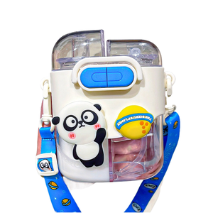 M nuovissima tendenza della moda portatile cartoni animati animali per bambini tazze da viaggio graziosa bottiglia d'acqua in plastica per bere paglia diretta per la palestra della scuola - Product Image 4