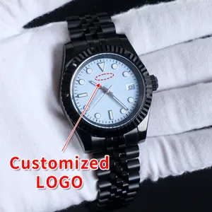 Minutetime biểu tượng tùy chỉnh nh35 đồng hồ sang trọng băng màu xanh nh35dial tự động chuyển động không thấm nước 36mm/39mm thép đồng hồ đeo tay màu đen
