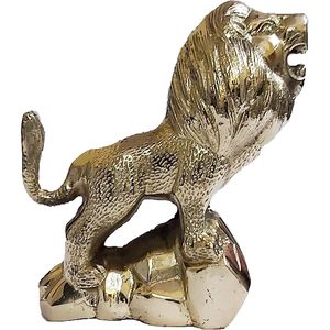 PARIJAT artesanía latón Lucky Lion estatua Art Deco diseño estilo Vintage para el hogar y la Oficina Decoración Guardian Lion figurita (1) - Product Image 2