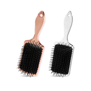 Peine de masaje con cojín de aire Wanmei, dientes de acero inoxidable, oro rosa y plata brillante, uso profesional en salón, para alisar el cabello. - Product Image 3