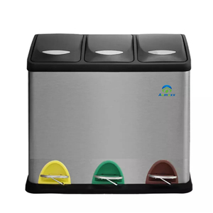 High quality 2 and 3 compartment indoor household kitchen recycle bin stainless steel recycle bin