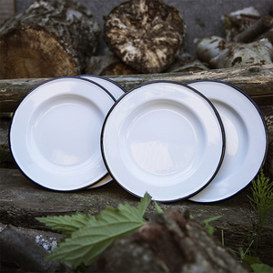 <span class=keywords><strong>Petite</strong></span> assiette de service <span class=keywords><strong>en</strong></span> <span class=keywords><strong>fer</strong></span> émaillé certifié, 2 pièces, pour la promotion - Product Image 2