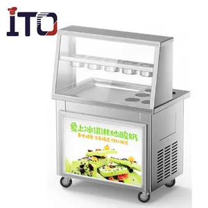 Commercial Restaurant Snack Equipment Thai Fry Ice Cream Rolling Flat Pan Fried Ice Machine