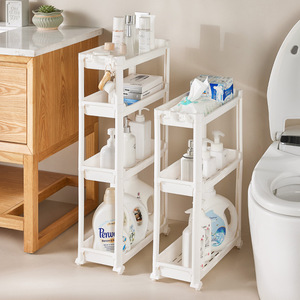 Étagère de rangement pour salle de bain Lida, 3 niveaux, autoportante, rectangulaire, durable, organiseur latéral pour toilettes - Product Image 3