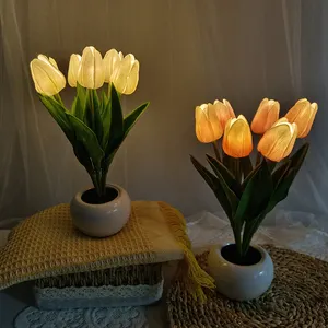 Đèn Ngủ Hoa Tulip Mô Phỏng Đèn LED Trang Trí Để Bàn/Pin Đèn Tạo Không Khí Ký Túc Xá Để Trang Trí Nhà Cửa