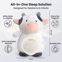 Peluche musicale apaisante pour bébés et tout-petits, projecteur de veilleuse, aide au sommeil, coussin animal en peluche
