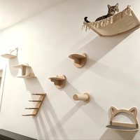 Hamac mural en bois moderne et durable pour chat, antidérapant et confortable, avec structure d'escalade et perchoir, lit portable pour chats d'intérieur