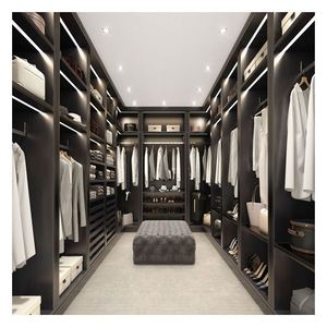 Armoires de chambre à coucher au design moderne haut de gamme, finition laquée noire, sur mesure - Product Image 2