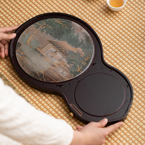 Bamboo Wood Color Changing <b>Tea</b> <b>Tray</b> Irregular Shape Landscape Painting Heat Resistant Kung Fu <b>Tea</b> Table Drainage <b>Tray</b> - Product Image 4