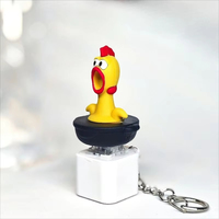Porte-clés clavier anti-stress amusant en forme de poulet hurlant à bouton-poussoir