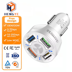 تصميم جديد محمول 4 في 1 QC3.0 محول سريع منافذ USB PD شاحن سيارة محطة شحن سريع - Product Image 1