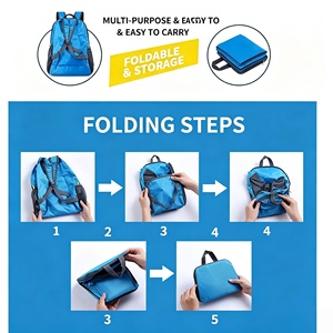 Sac à dos pliable léger résistant à l'eau avec logo personnalisé, sac fourre-tout 20L, sac en nylon réutilisable multi-usages pour les voyages et l'usage quotidien - Product Image 3