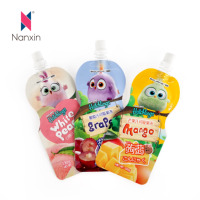 Conception personnalisée Pochette d'emballage de liquide en plastique pour boissons debout avec bec verseur Sac pochette à bec verseur pour jus d'aliment pour bébé
