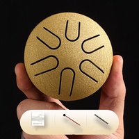 3 Inch 6 Notes Mini Steel Tongue Drum Pocket Drum for Beginners Kids Portable Meditation Instrument with Mallet
