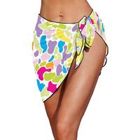 Sarong de plage pour femme, style populaire, imprimé camouflage arc-en-ciel multicolore personnalisé, jupe enveloppante pour les vacances d'été à la plage Aloha