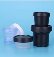 Ensemble de pots en plastique PP noir mat de 50 ml/100 ml/200 ml avec couvercle à vis, logo personnalisé, emballage cosmétique, crème glacée, soin de la peau, nettoyant pour le visage