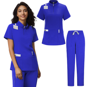 Uniforme médical femmes 2 poches CVC hôpital infirmière gommage hauts pantalons femmes uniformes ensembles de gommage médical unisexe élasticité tissu - Product Image 3