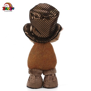 Zaves 9 "gnomos para Navidad Elf Pair Naughty Boy con sombrero puntiagudo en Brown Outfit Holiday - Product Image 3
