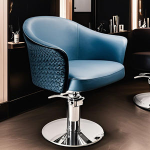 Modern Hydraulic Barber Chair Upholstered Salon Styling Chair <b>Round</b> Base Iron <b>Frame</b> for Barber Shop - Product Image 1